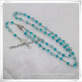 Simple Wooden Rosary Beads Style Cross Necklace (IO-cr244)